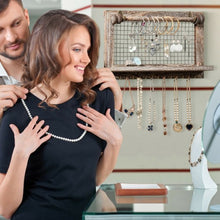 Load image into Gallery viewer, Vintage Wood Wall Mounted Jewelry Organizer Display Rack with Bracelet Rod-Brown