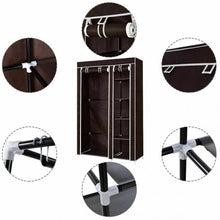 Load image into Gallery viewer, 69" Portable Closet Storage Organizer Clothes Wardrobe-Brown