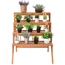 Load image into Gallery viewer, 4 Tiers Wood Ladder Step Flower Pot Holder Plant Stand