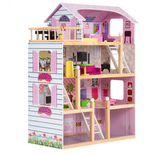 Load image into Gallery viewer, Wood Dollhouse Cottage with Furniture Playset for Kids