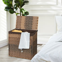 Load image into Gallery viewer, Laundry Hamper Hand-Woven Synthetic Rattan Laundry Basket-Brown