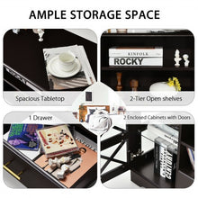 Load image into Gallery viewer, Glass Door TV Stand with Drawer Storage Shelves-Brown