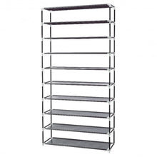 Load image into Gallery viewer, 10 Tier 27 Pair Space Saving Shoe Tower Rack with Fabric Cover-Black