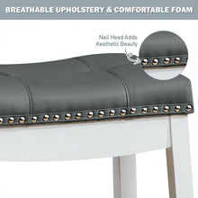 Load image into Gallery viewer, Set of 2 Nailhead Saddle Bar Stools-White