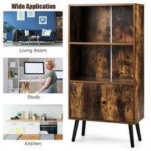 Load image into Gallery viewer, 2-Tier Retro Bookcase Bookshelf with 3 Compartment-Coffee