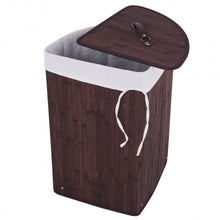 Load image into Gallery viewer, Corner Bamboo Hamper Laundry Basket-Brown