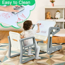 Load image into Gallery viewer, 2 in 1 Kids Easel Table and Chair Set with Adjustable Art Painting Board