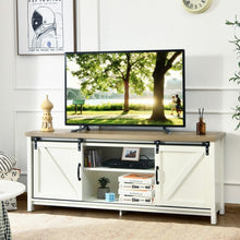 Load image into Gallery viewer, TV Stand Media Center Console Cabinet with Sliding Barn Door - White