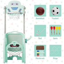 Load image into Gallery viewer, 6-in-1 Adjustable Kids Basketball Hoop Set-Blue