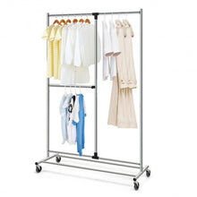 Load image into Gallery viewer, Heavy Duty Adjustable Rack Rolling Clothes Organizer On Wheels