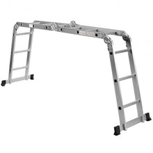 Load image into Gallery viewer, 12.5' 12-Step Multi Purpose Aluminum Folding Scaffold Ladder
