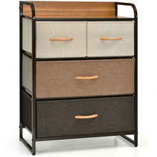 Load image into Gallery viewer, 4-Drawer Tower Steel Frame Wooden Top Dresser Storage with 3-Tier Organizer