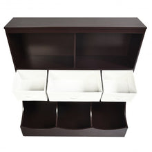 Load image into Gallery viewer, Freestanding Combo Cubby Bin Storage Organizer Unit W/3 Baskets-Brown