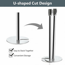 Load image into Gallery viewer, 6 pcs Silver Stanchion Posts Retractable Belt Crowd Control Barrier