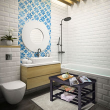 Load image into Gallery viewer, 3 Tier Bamboo Bench Storage Shoe Shelf-Black