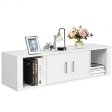 Load image into Gallery viewer, Wall Mounted Floating 2 Door Desk Hutch Storage Shelves-White