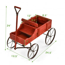 Load image into Gallery viewer, Wooden Wagon Plant Bed With Wheel for Garden Yard-Red