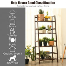 Load image into Gallery viewer, 4-Tier Bamboo Ladder Shelf-Brown