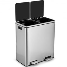 Load image into Gallery viewer, 16 Gallon Dual Step Trash Can Recycling Double Bucket Pedal