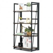 Load image into Gallery viewer, 4-Tier Folding Bookshelf No-Assembly Industrial Bookcase Display Shelves