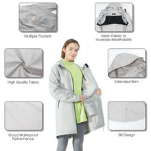 Load image into Gallery viewer, Hooded Women's Wind & Waterproof Trench Rain Jacket-Gray-M