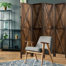 Load image into Gallery viewer, 5.6 Ft 4 Panels Folding Wooden Room Divider-Brown