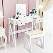 Load image into Gallery viewer, Vanity Dressing Table Set Flip Makeup Mirror Stool with 2 Drawers