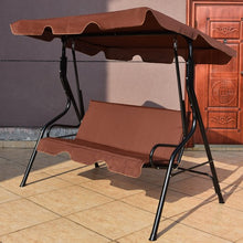 Load image into Gallery viewer, 3 Seats Patio Canopy Swing-coffee