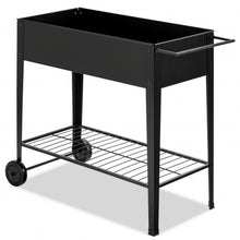 Load image into Gallery viewer, Raised Garden Bed Elevated Planter Box on Wheels Steel Planter with Shelf-Black