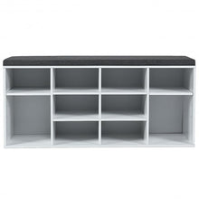 Load image into Gallery viewer, 10-Cube Organizer Entryway Padded Shoe Storage Bench-White