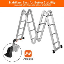 Load image into Gallery viewer, 15.5' 16-Step Multi Purpose Aluminum Folding Scaffold Ladder