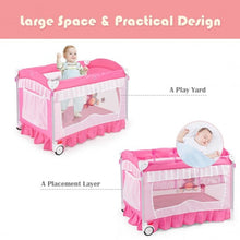 Load image into Gallery viewer, Portable Baby Playpen Crib Cradle with Carring Bag-Pink