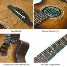 Load image into Gallery viewer, 40" Full Size Cutaway Acoustic Guitar Starter Guitarra Bundle Kit -Coffee