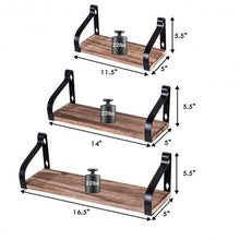 Load image into Gallery viewer, Set of 3 Wall Mount Floating Shelves Rustic Wood Storage Shelves