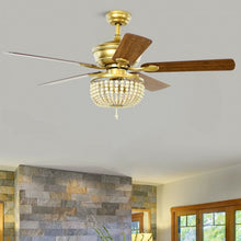 Load image into Gallery viewer, 52" Retro Ceiling Fan Light with Reversible Blades Remote Control-Golden
