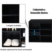 Load image into Gallery viewer, 10-Cube Organizer Entryway Padded Shoe Storage Bench-Black
