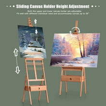 Load image into Gallery viewer, Adjustable Floor Wooden Artist Easel H-Frame with Art Supply Storage Drawer