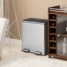 Load image into Gallery viewer, 16 Gallon Dual Step Trash Can Recycling Double Bucket Pedal