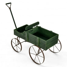 Load image into Gallery viewer, Wooden Wagon Plant Bed With Wheel for Garden Yard-Green