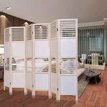 Load image into Gallery viewer, 6 Panel Stripe-hollow Wood Folding Freestanding Room Privacy Screen
