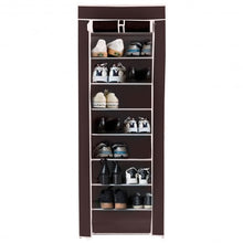 Load image into Gallery viewer, 10 Tier Space Saving Shoe Tower Rack with Fabric Cover-Brown
