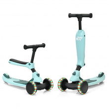 Load image into Gallery viewer, 2 in 1 Kids Kick Scooter with Flash Wheels for Girls Boys from 1.5 to 6 Years Old-Green