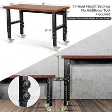 Load image into Gallery viewer, 48"×24" Adjustable Height Workbench Mobile Tool Bench Bamboo Top w/Caster-CF