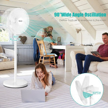 Load image into Gallery viewer, 16" Oscillating Pedestal 3-Speed Adjustable Height Fan with Remote Control-White