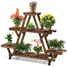 Load image into Gallery viewer, Wooden Plant Stand with Wheels Pots Holder Display Shelf