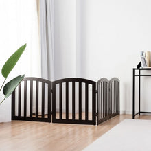 Load image into Gallery viewer, 24" Configurable Folding Free Standing 4 Panel Wood Pet Fence-Brown
