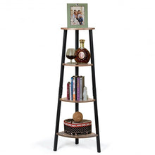 Load image into Gallery viewer, 4-Tier Corner Shelf Metal Storage Rack Bookcase Plant Display Stand