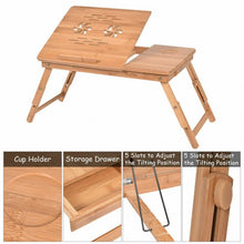Load image into Gallery viewer, Portable Bamboo Laptop Desk Table with Drawer