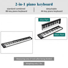 Load image into Gallery viewer, 2 in 1 Attachable Digital Piano Keyboard 88/44 Touch sensitive Key w/ MIDI-Black