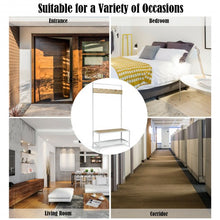 Load image into Gallery viewer, 3 in 1 Industrial Coat Rack with 2-tier Storage Bench and 5 Hooks-Natural